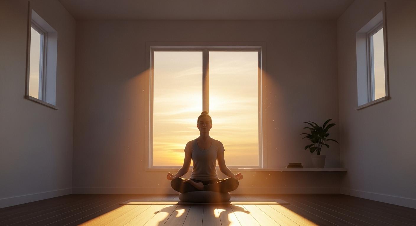 集中して瞑想する人のイメージ。ルーティンの意味と集中力の関係。