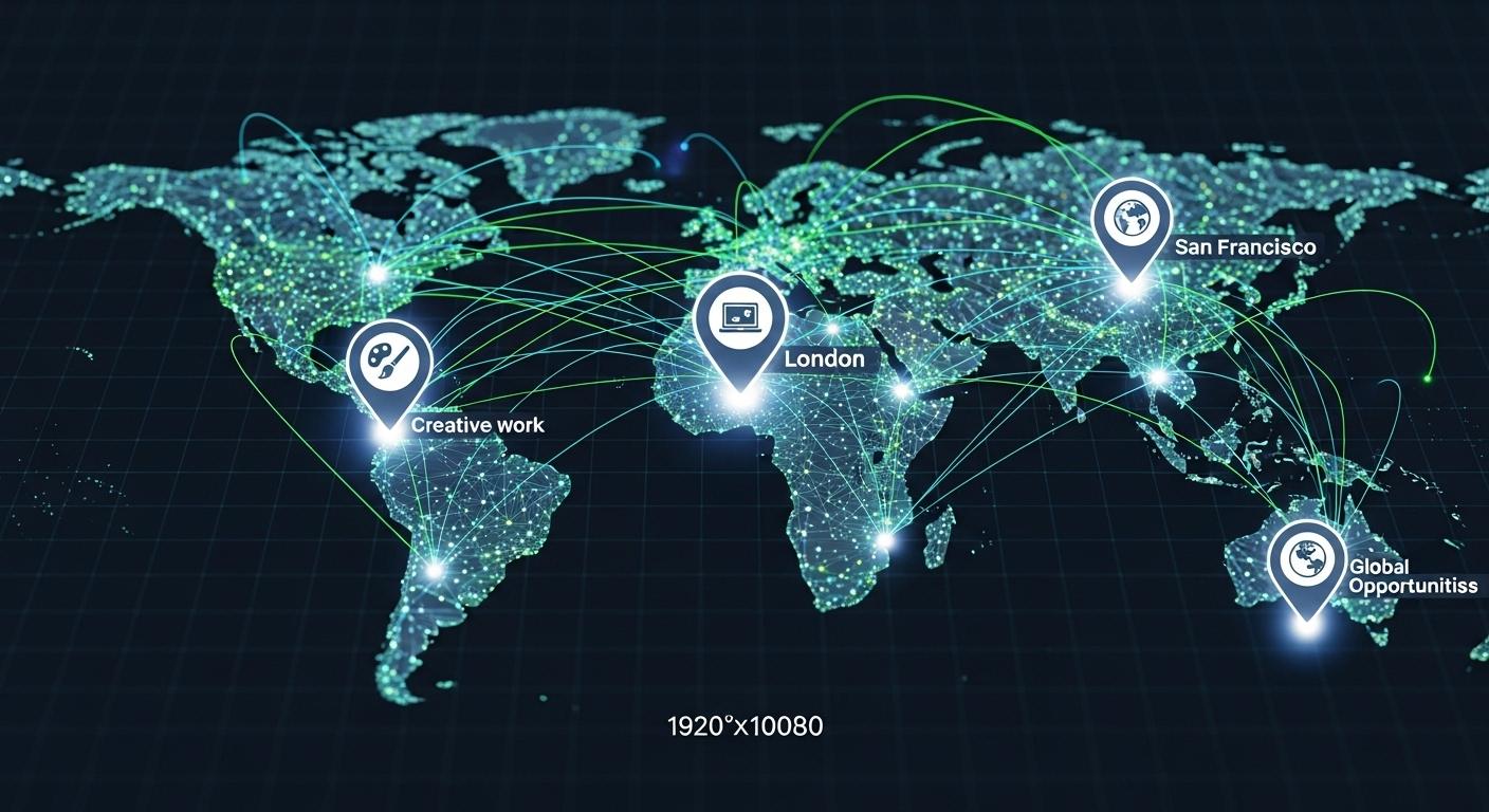 クリエイティブ求人が世界中に広がっているイメージ