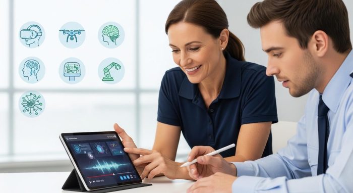 デジタルツールを活用した指導風景