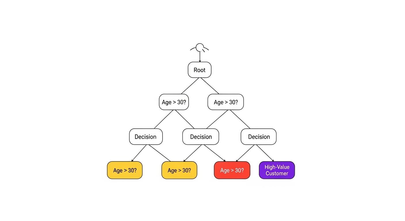 決定木分析の仕組みを視覚的に表現したツリー図