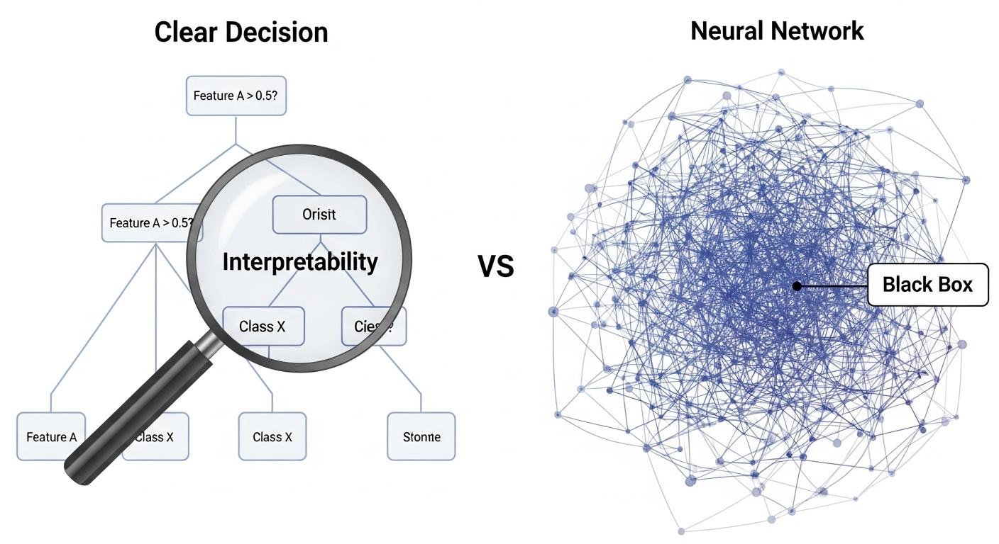決定木とニューラルネットワークの比較図