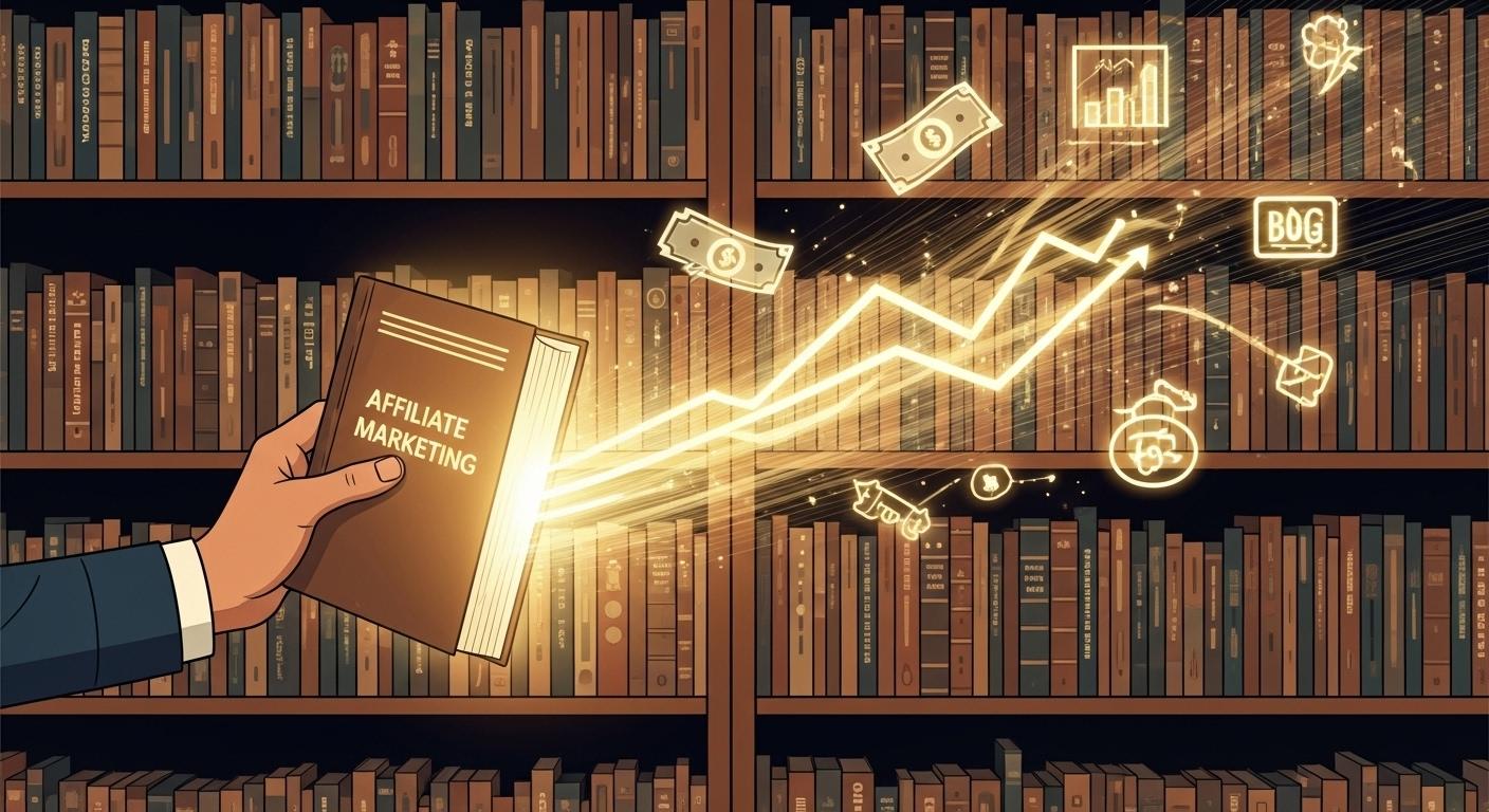アフィリエイトのおすすめ本と成功への道を示すイラスト