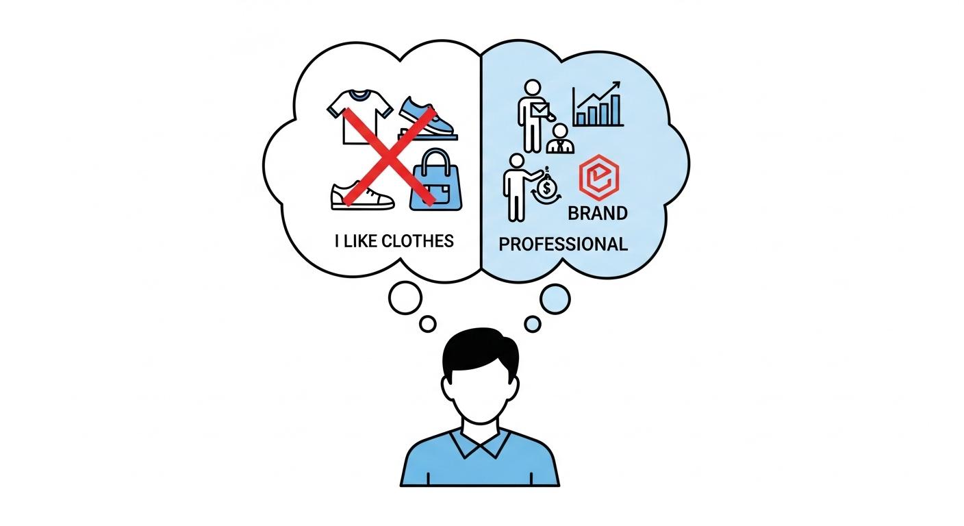 志望動機で避けるべきNGワード「服が好き」を解説するイラスト。