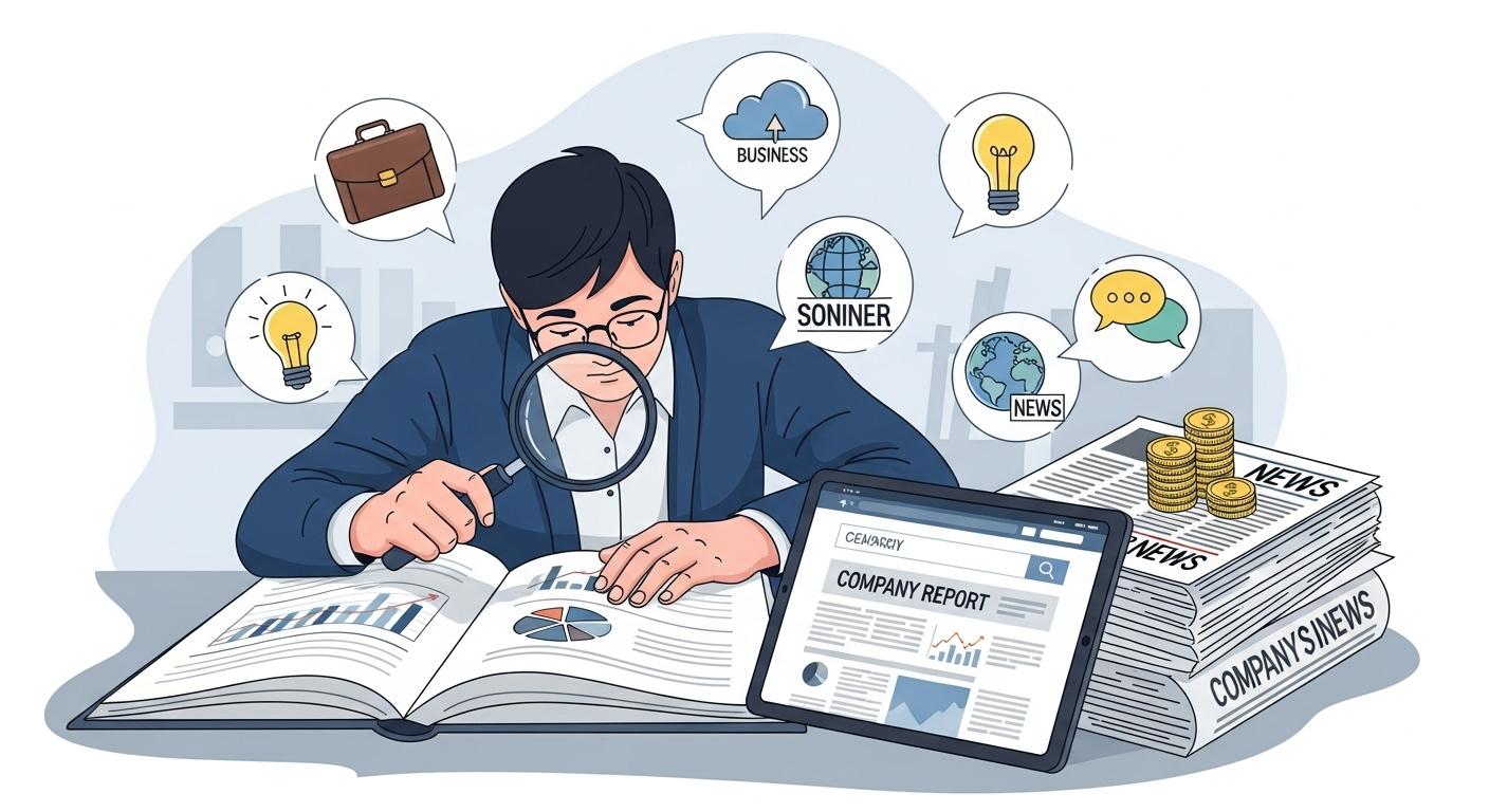 企業研究を徹底することの重要性を解説するイラスト。