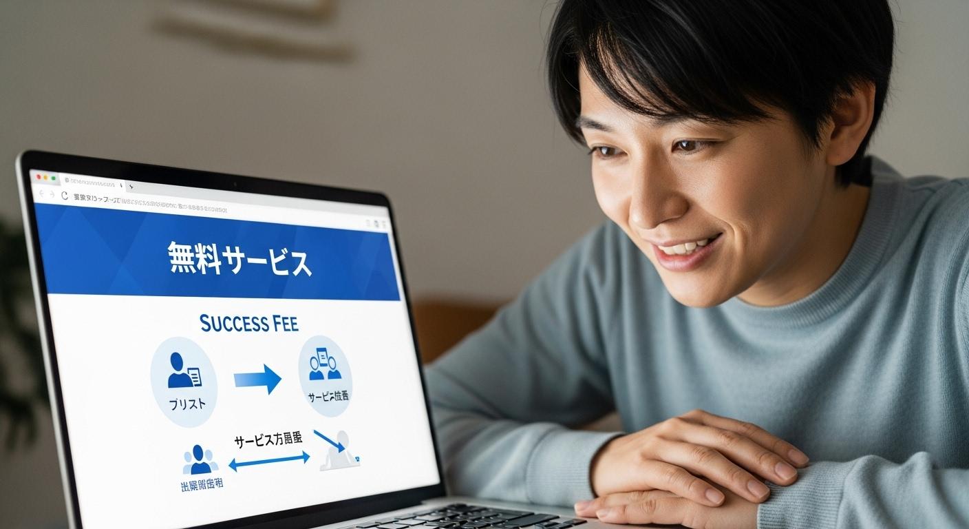 転職エージェントの利用が無料であることを示している画像。