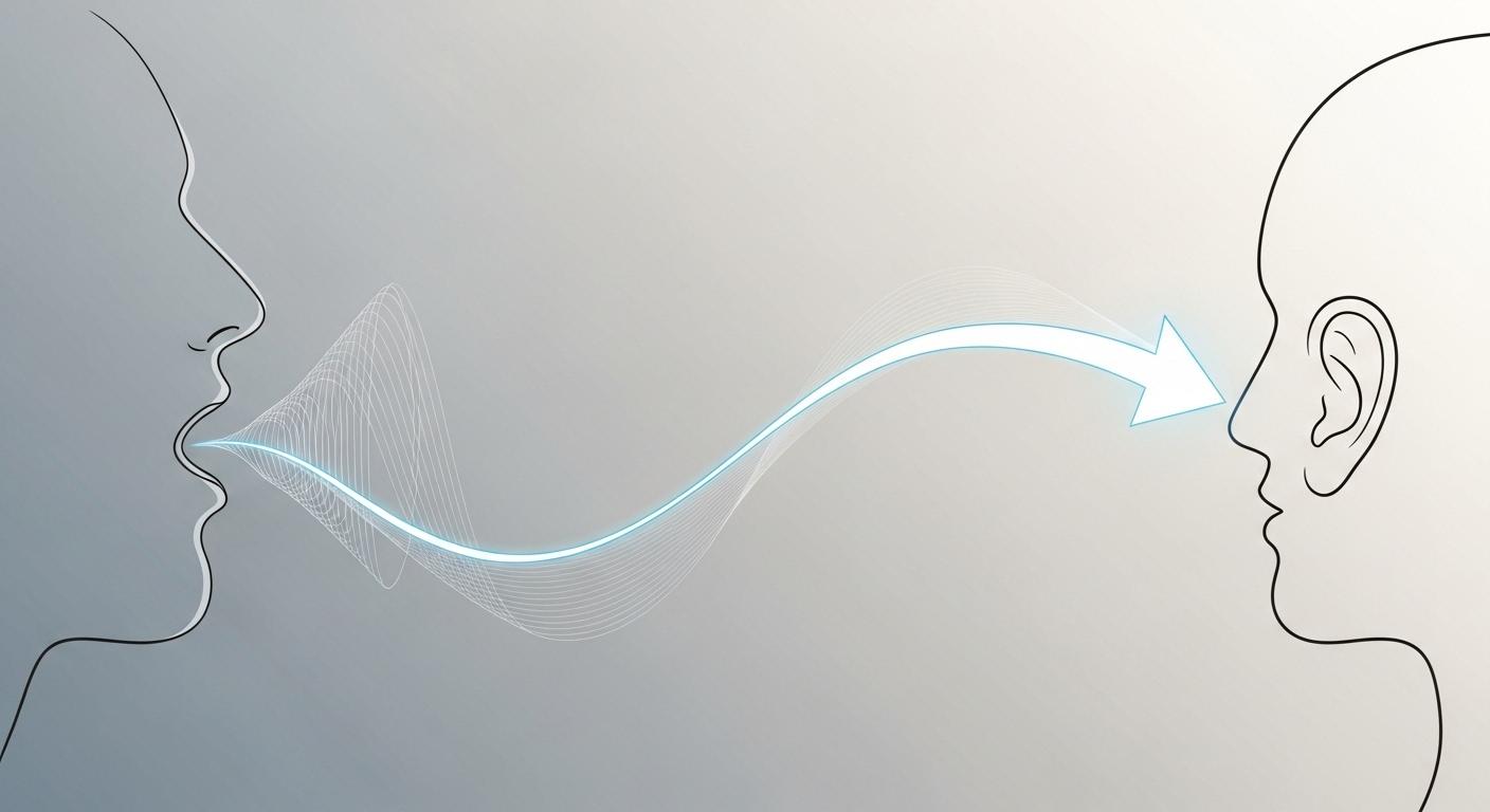 アクティブリスニングの概念図。話し手と聴き手の間で、発言とフィードバックが活発に行われる様子。