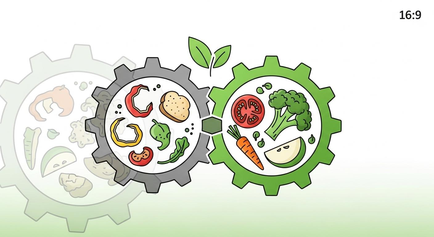 飲食店のフードロス削減とSDGsへの取り組みを示すイラスト