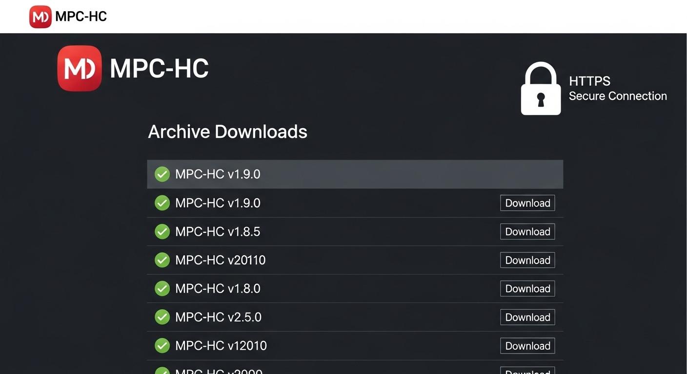 MPC-HCの公式アーカイブサイトと安全なダウンロードリスト。