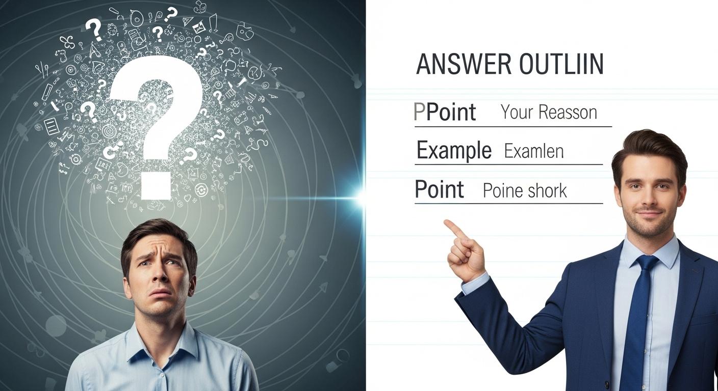 面接での回答を簡潔にするためのPREP法などの構造化を示す図