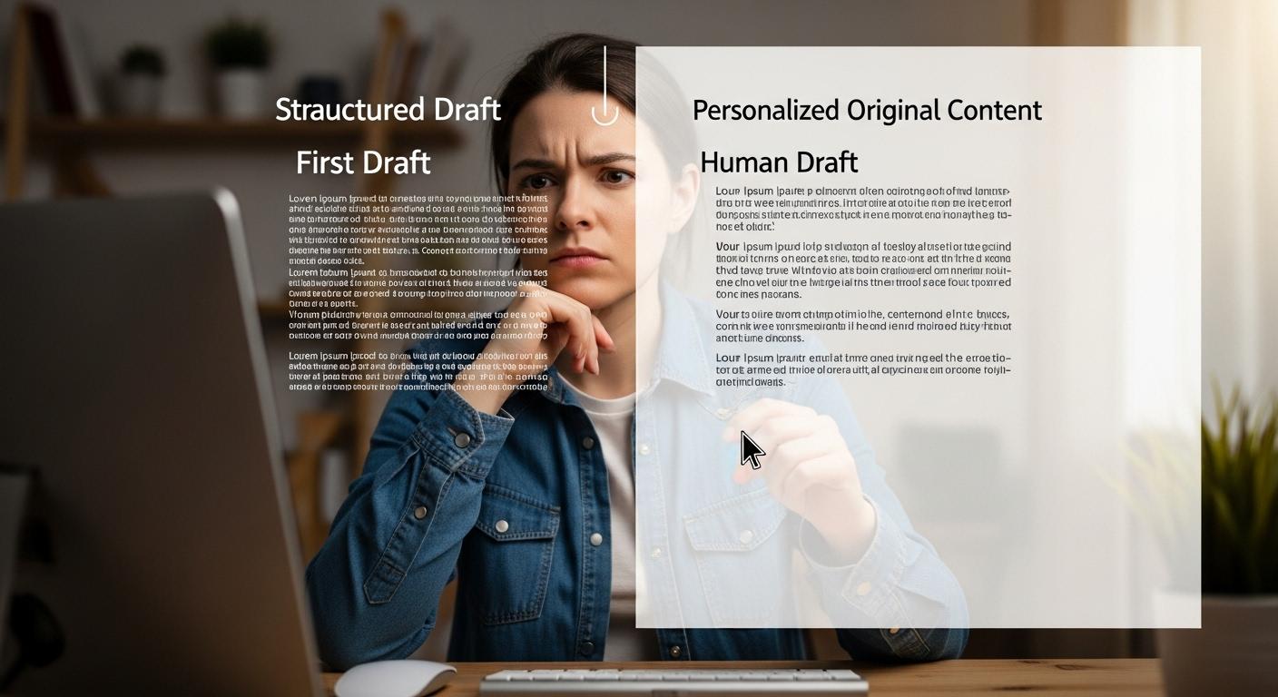 AIが生成した志望動機のテンプレートを、個性を加えてブラッシュアップする様子