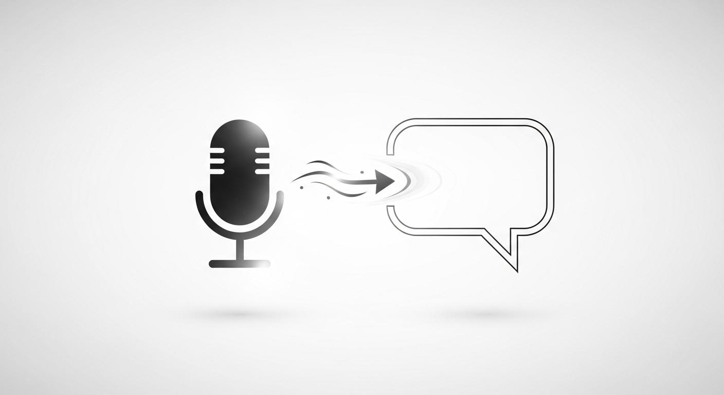 音声検索への回答を視覚化した簡潔なテキストバブルのイラスト。