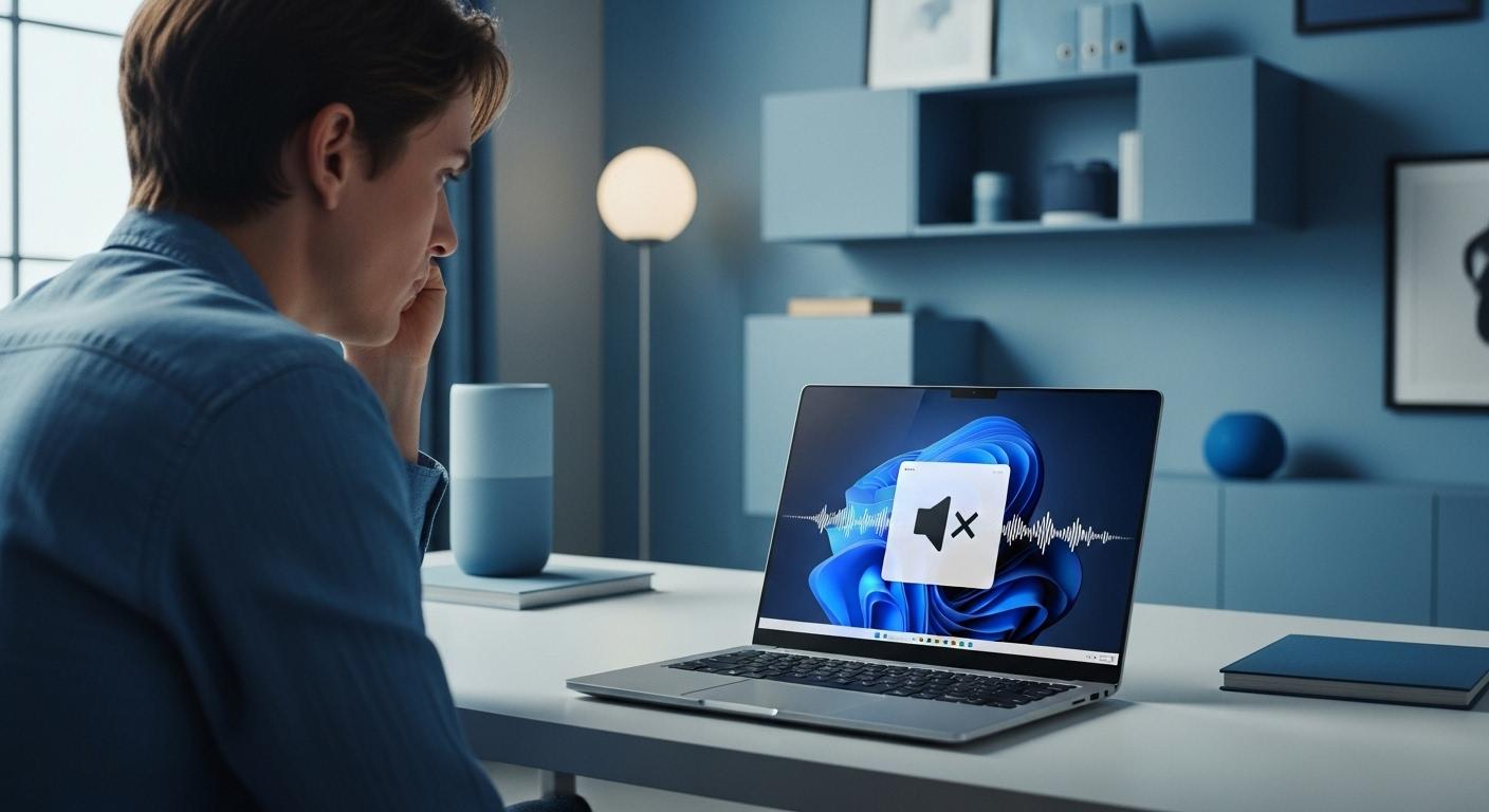 Windows 11で音が出ない問題に直面し困っている人のイメージ