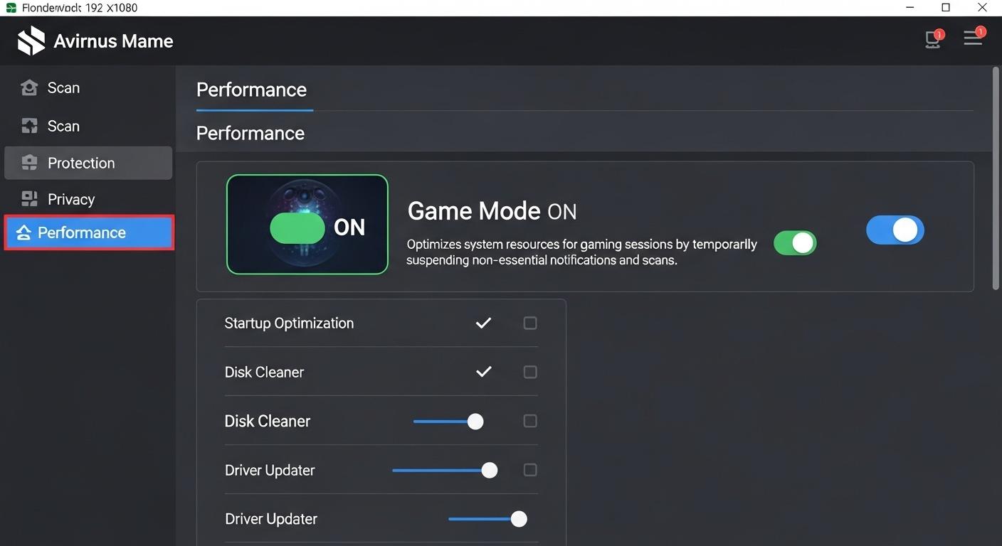 セキュリティソフトのゲームモード設定を有効にしている画面。