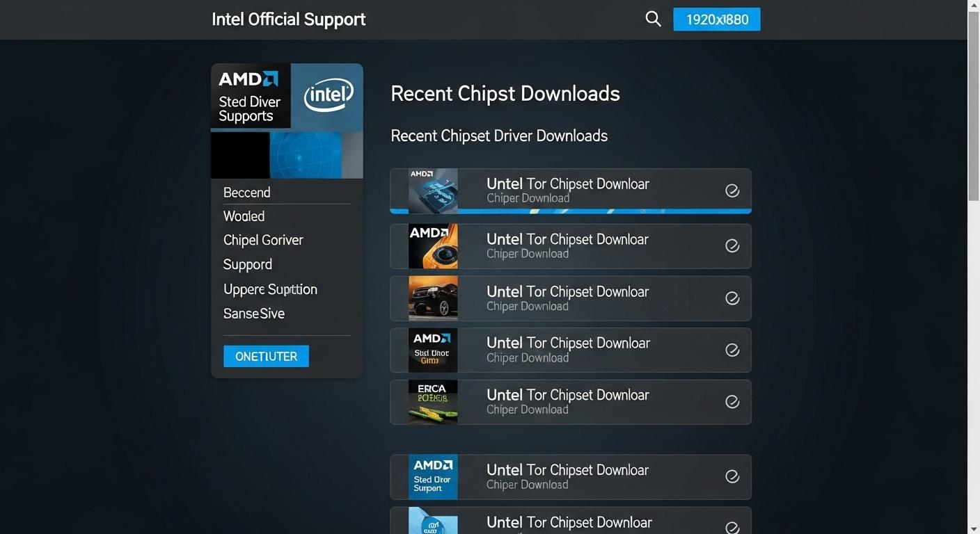 AMDまたはIntelの公式サポートページでチップセットドライバをダウンロードしている画面。
