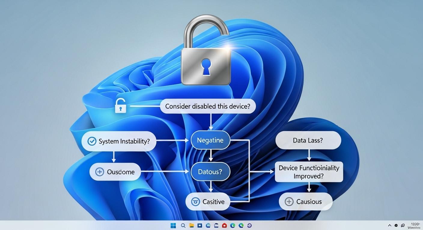 デバイスマネージャーでの安全な操作と注意点を示す図。