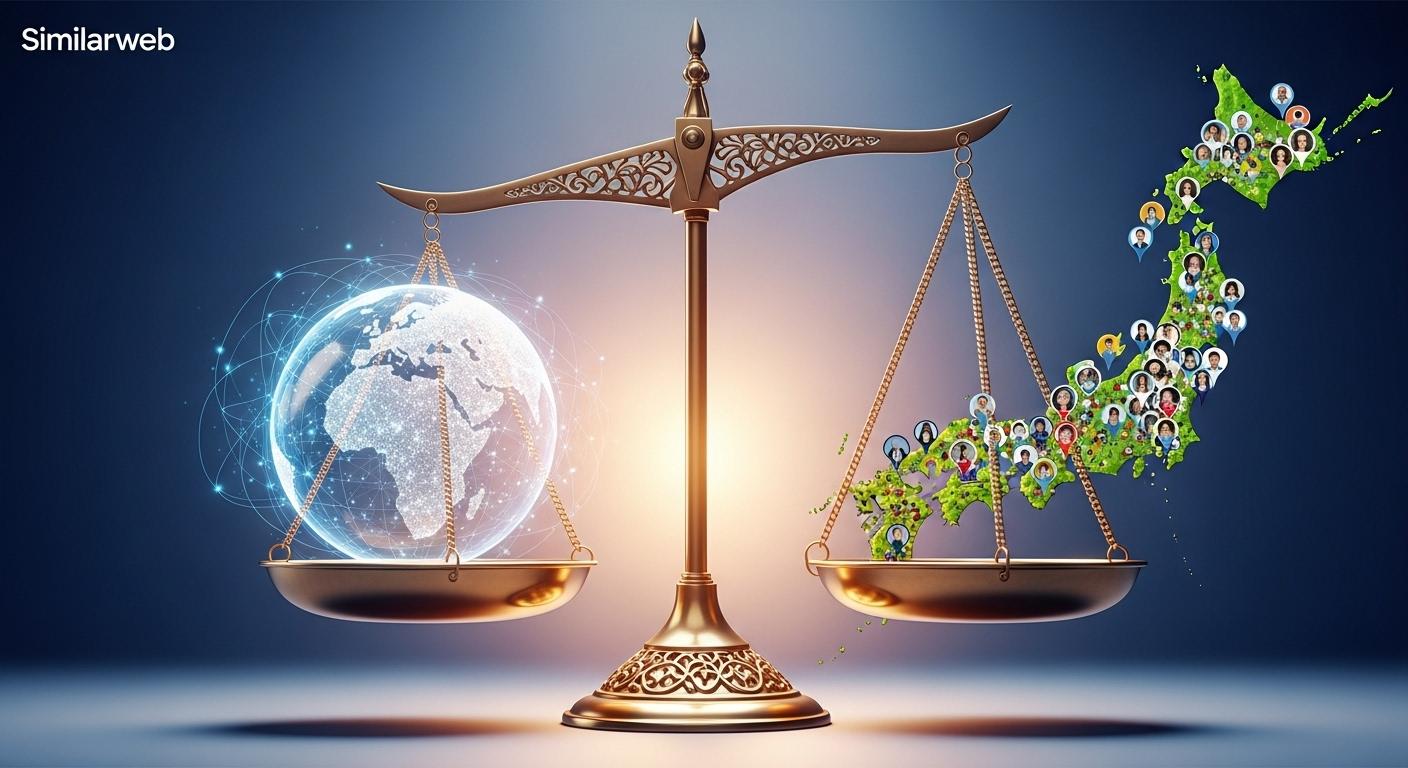 Similarweb（グローバル）とDockpit（日本国内特化）のデータ範囲の比較。