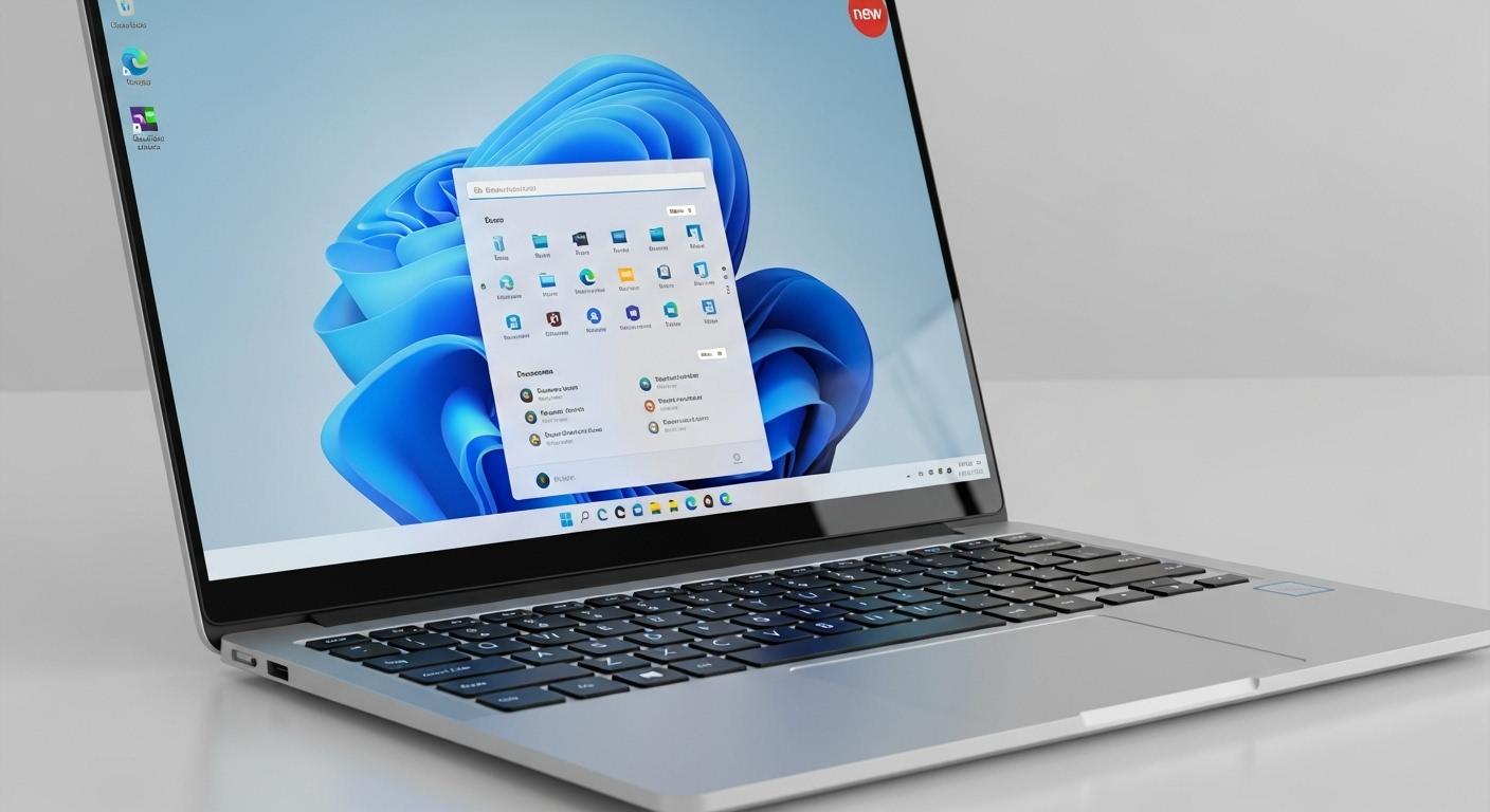 Windows 11が動作している薄型でモダンなノートパソコン。