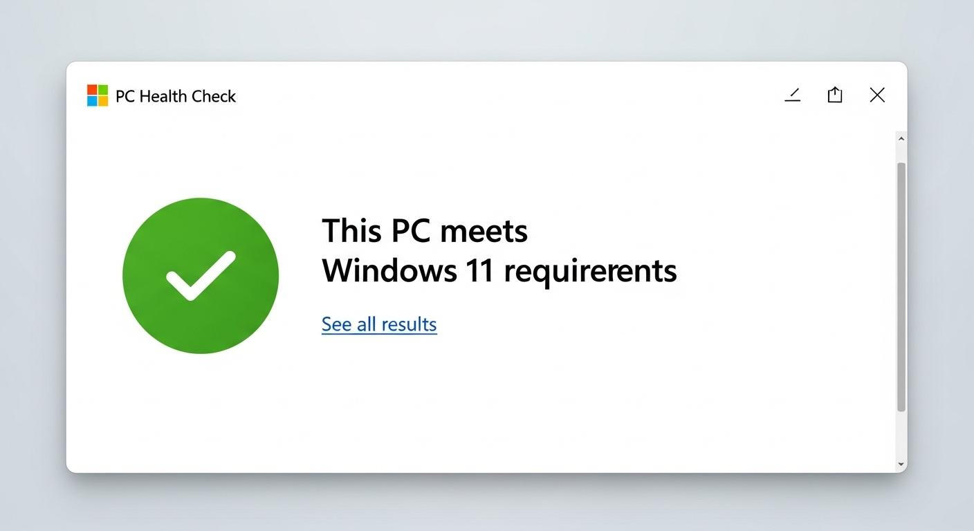 PC Health CheckアプリでWindows 11の互換性が確認された画面。