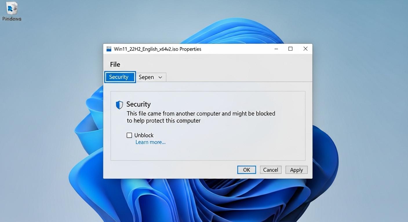 PowerShell画面でMount-DiskImageコマンドを実行し、ISOファイルをマウントしている様子。