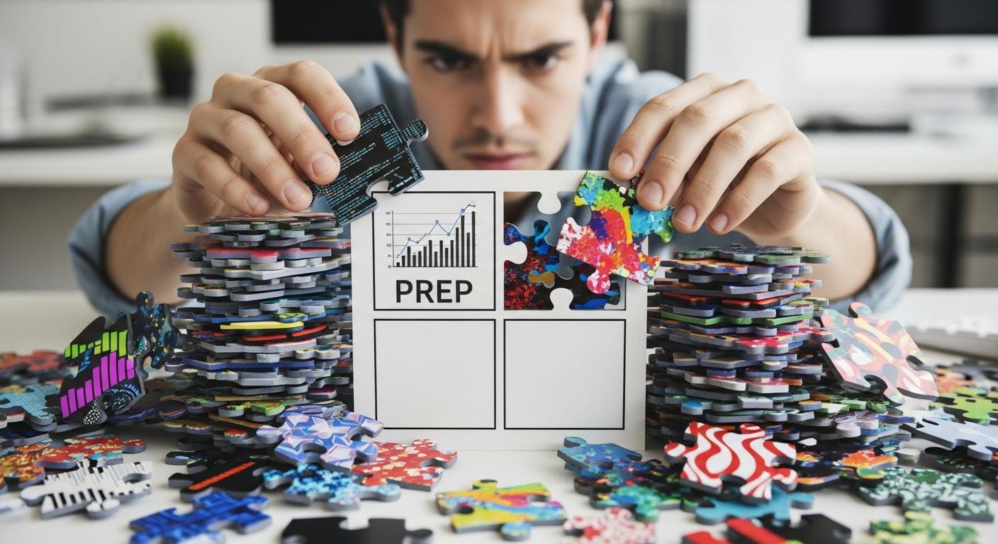 複雑なデータを単純なPREP法の枠に当てはめようとして失敗している様子。