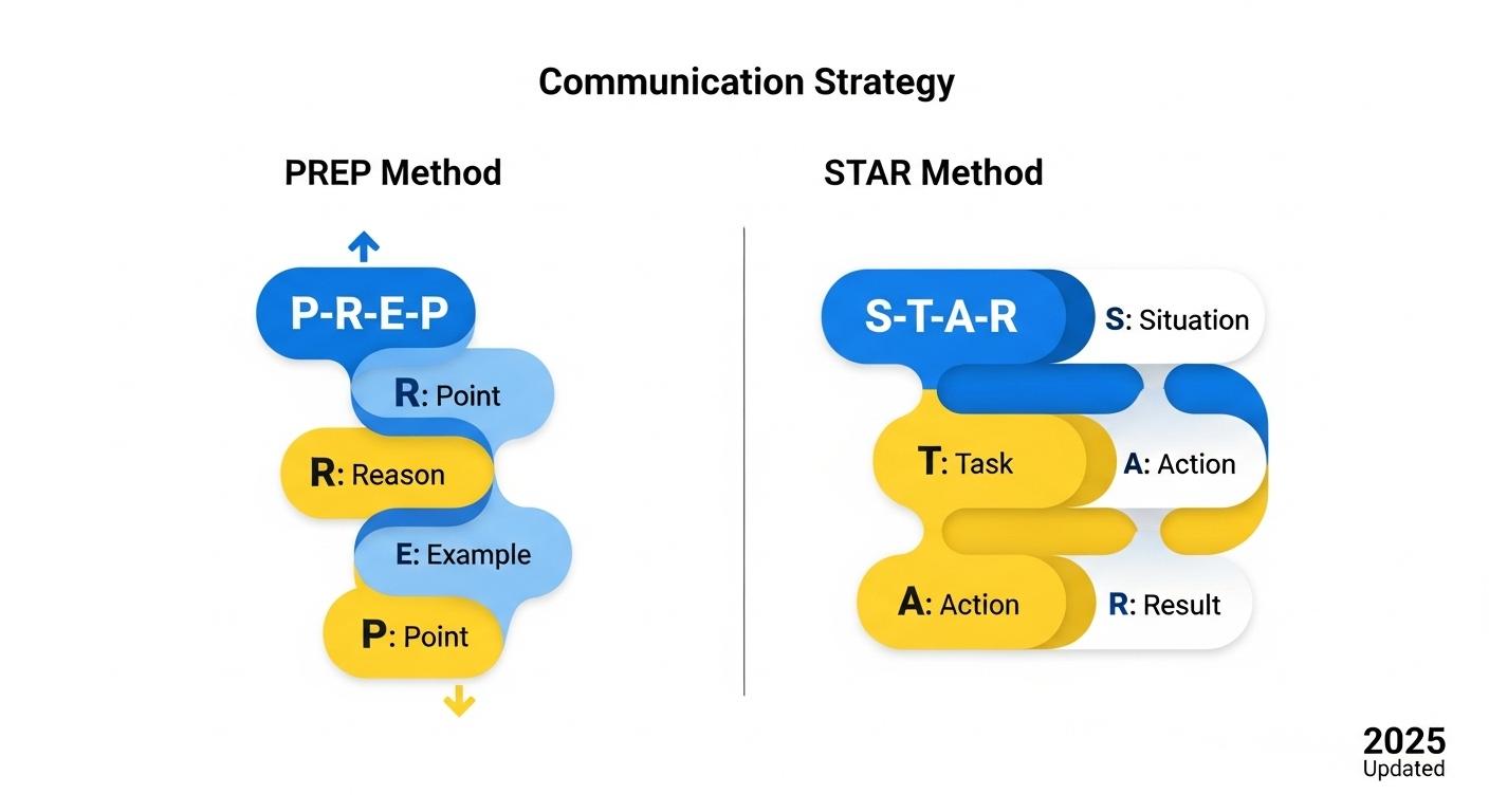 PREP法とSTAR法のフレームワーク図