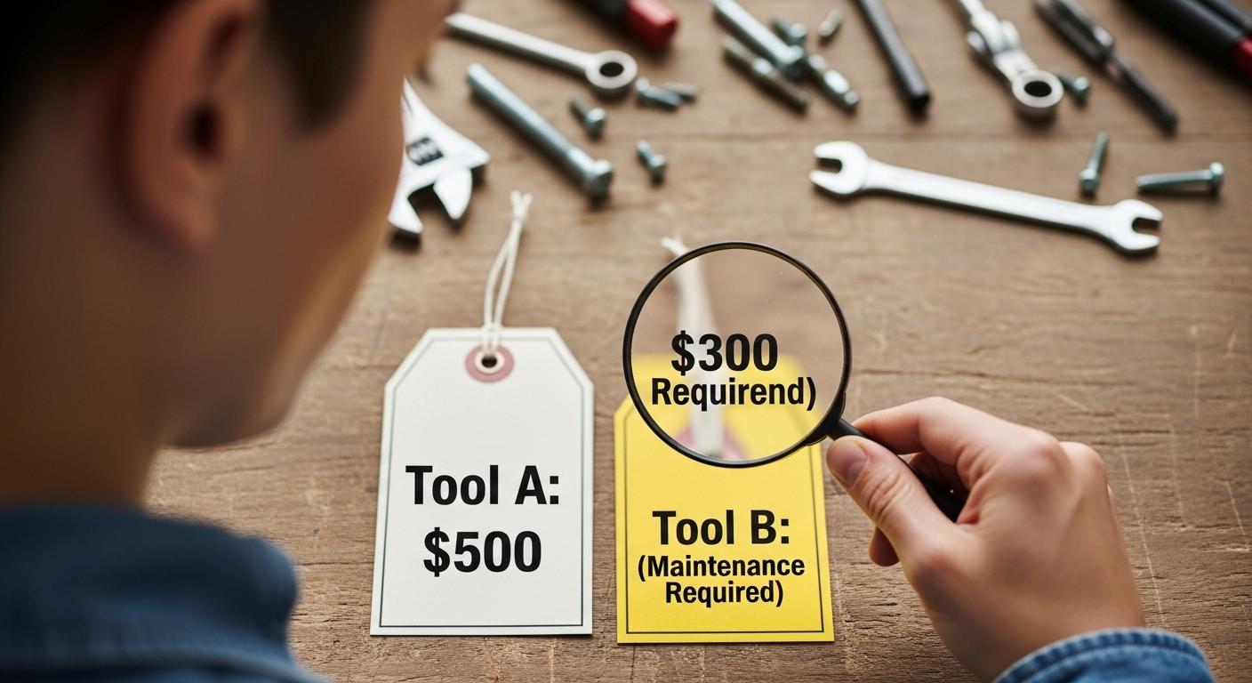 競合分析ツールの価格を比較検討する様子。