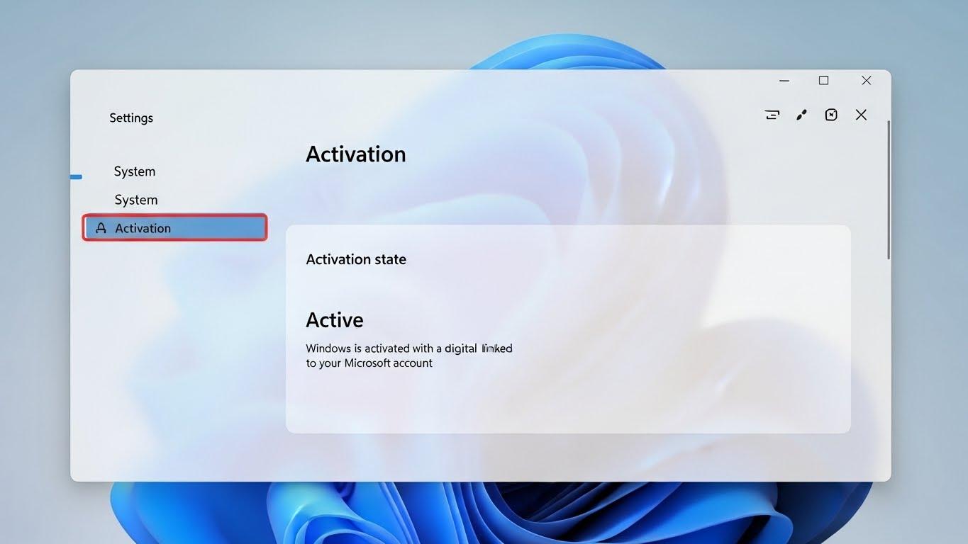 Windows 11の設定画面でライセンス認証の状態が「アクティブ」と表示されている様子。