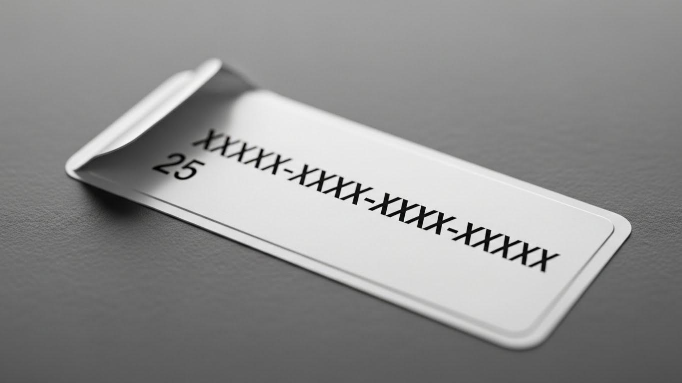 Windowsのプロダクトキーが記載されたラベルまたはカード。