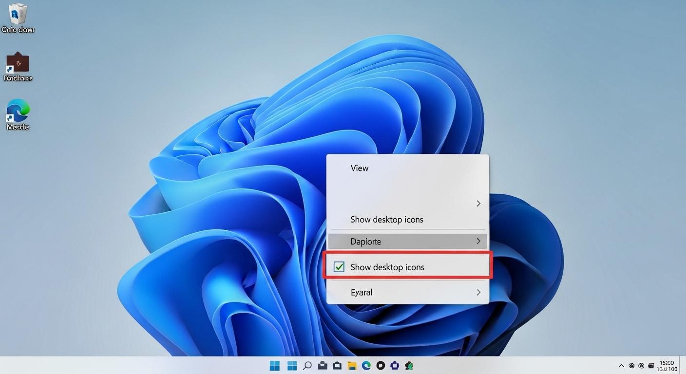 Windows 11のデスクトップで右クリックメニューの「表示」項目から「アイコンの自動整列」のチェックを外す操作。