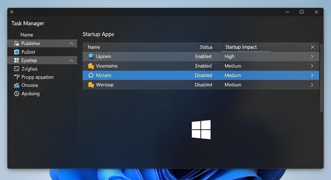 Windows 11のタスクマネージャーの「スタートアップアプリ」タブで影響度の高いアプリを無効にしている様子。