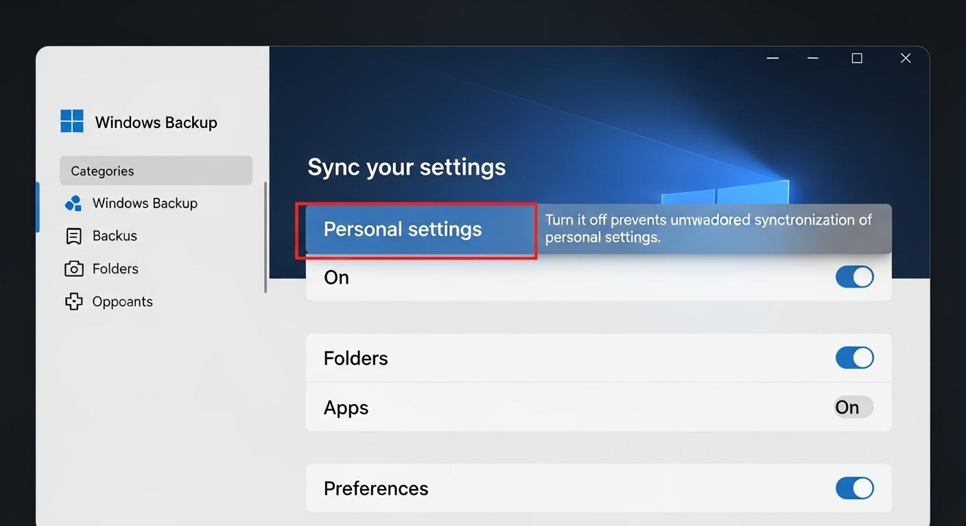 Windows 11の設定画面で個人用設定の同期をオフにしている様子。