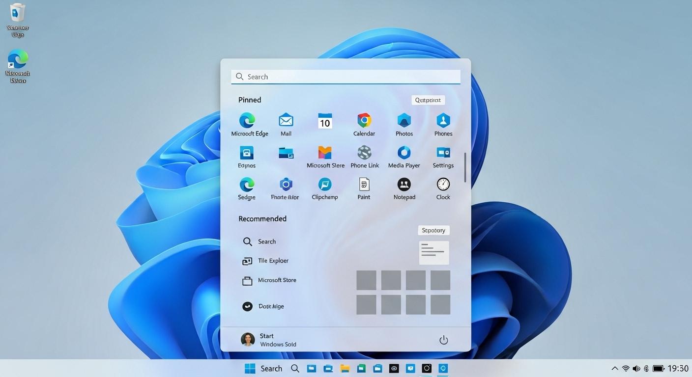 Windows 11のタスクバーにアプリのアイコンがピン留めされている様子