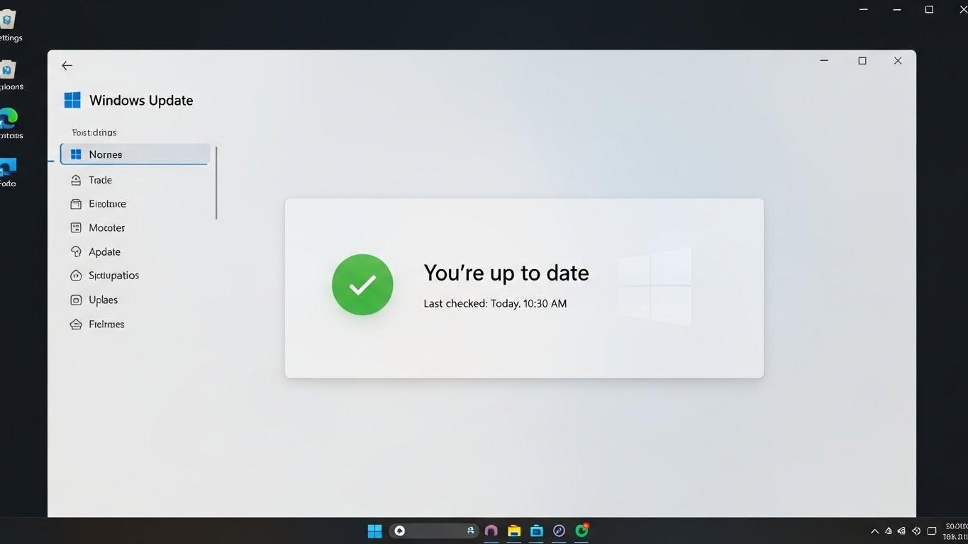 Windows 11の設定画面でシステムが最新の状態であることが示されている様子。