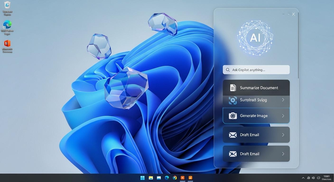 Windows 11 26H1のosに深く統合されたCopilotのインターフェース。
