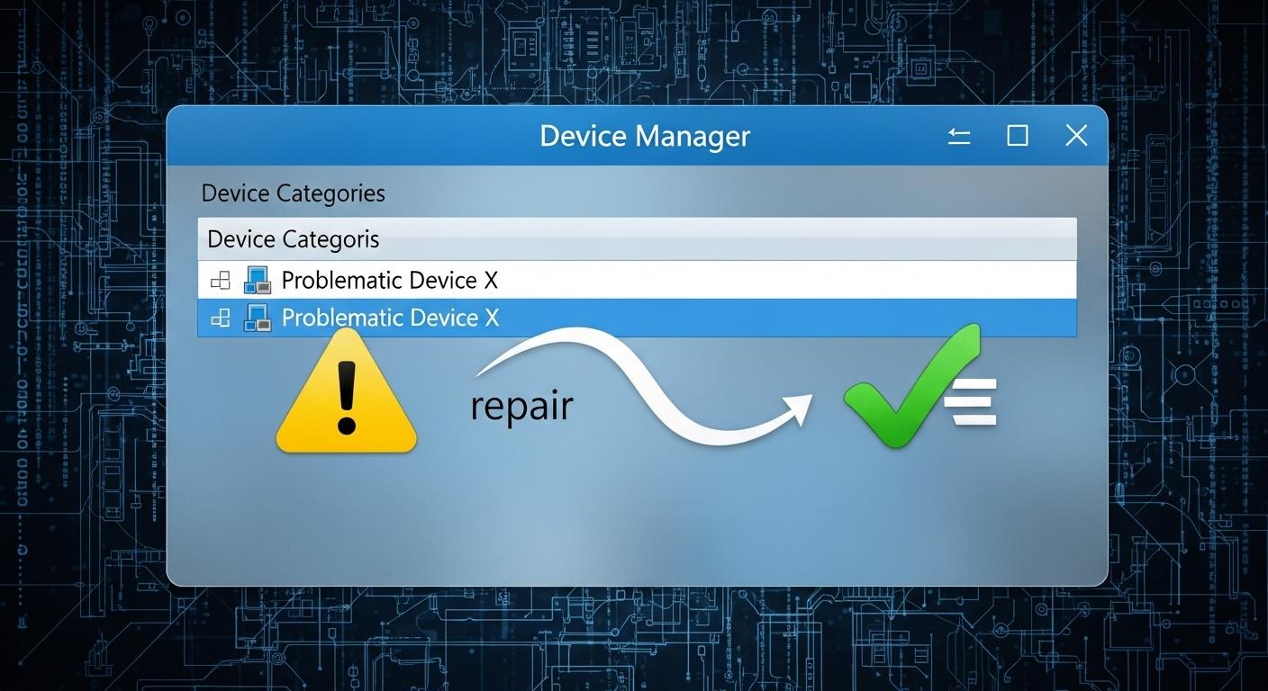 Windows 11のデバイスマネージャー画面とドライバー更新を示す画像