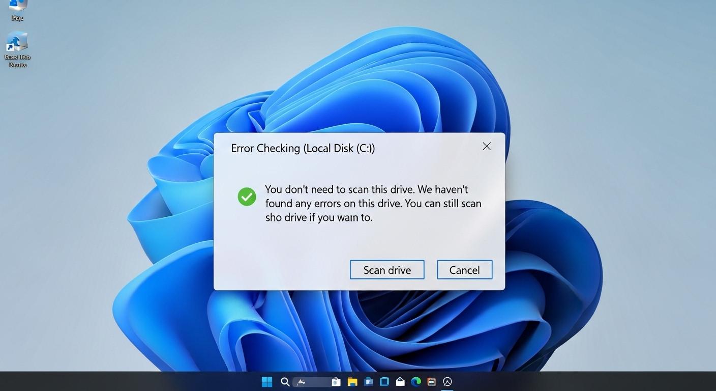 Windows 11のドライブエラーチェックツール画面。