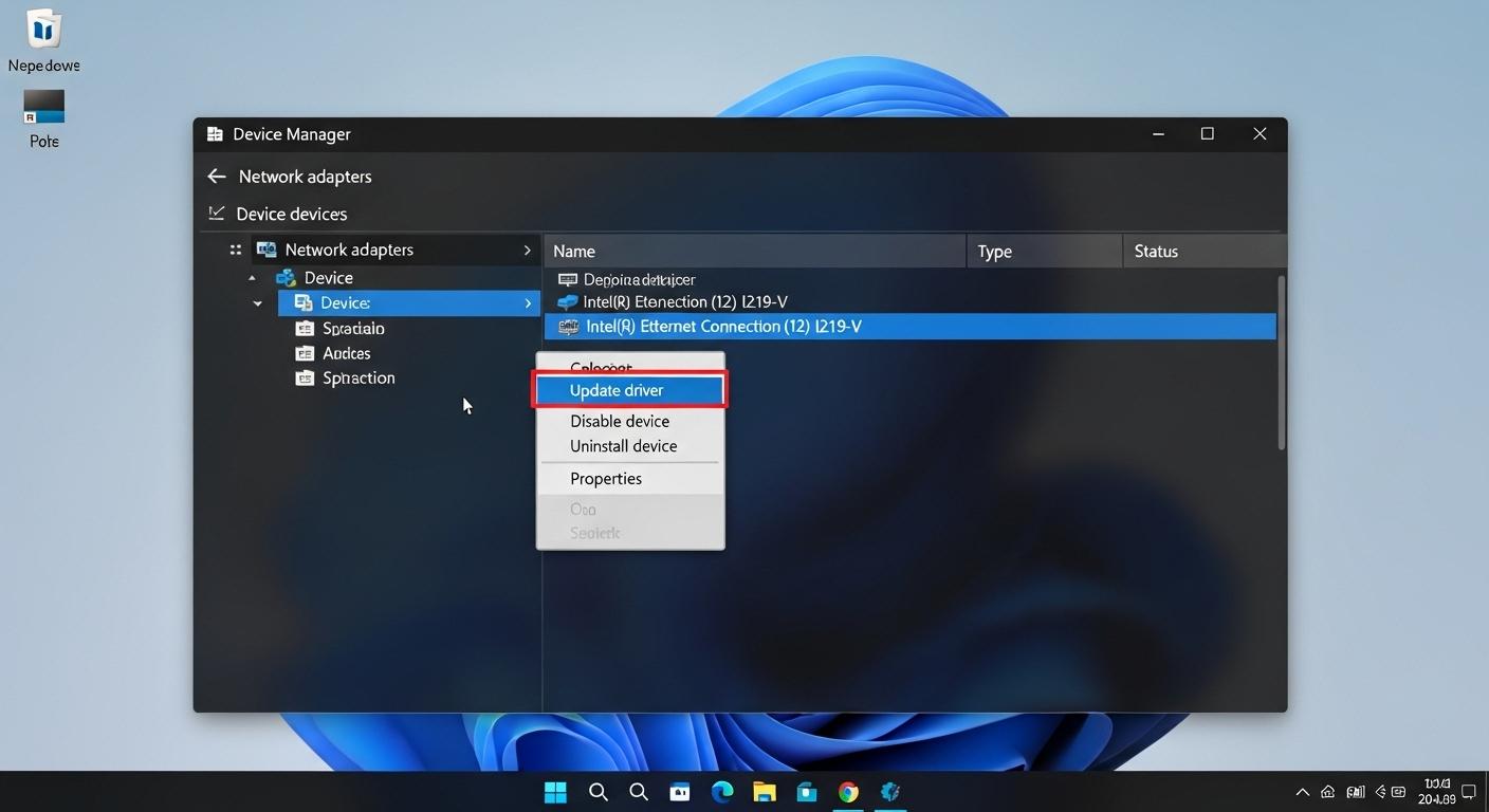 Windows 11のデバイスマネージャーでドライバーを更新する画面。