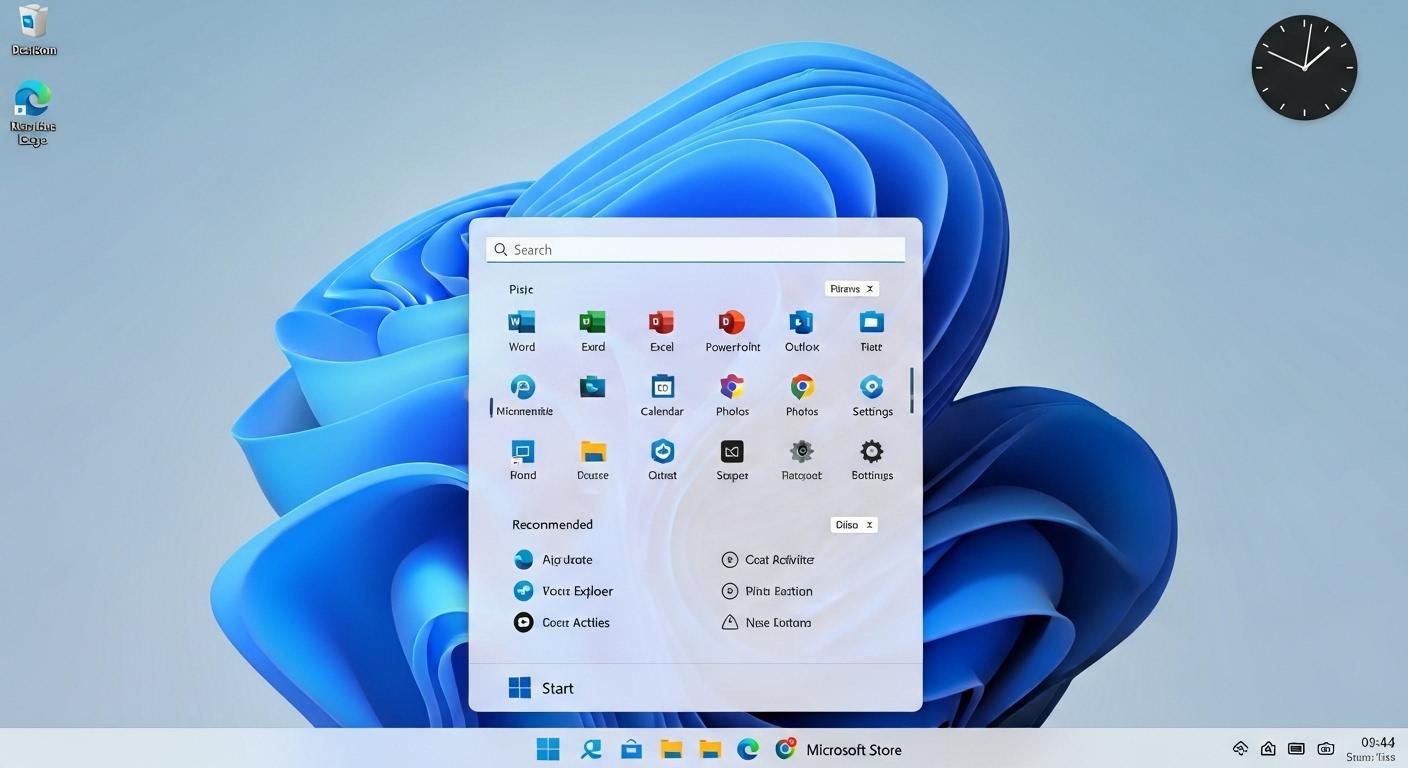 Windows 11の新しいデザインとスタートメニュー。