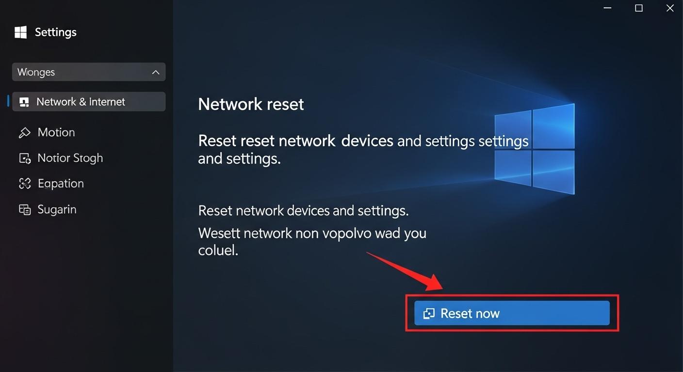 Windows 11のネットワークリセット実行画面。