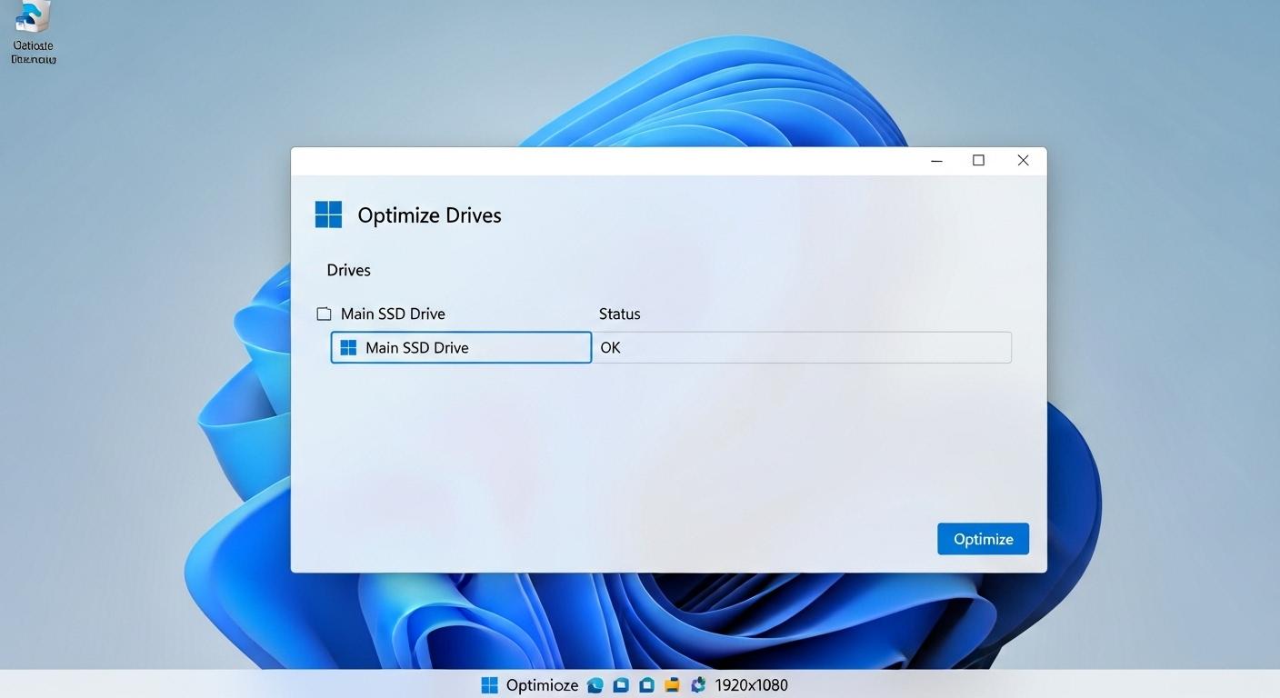 Windows 11のドライブの最適化画面でSSDの状態を確認している様子。