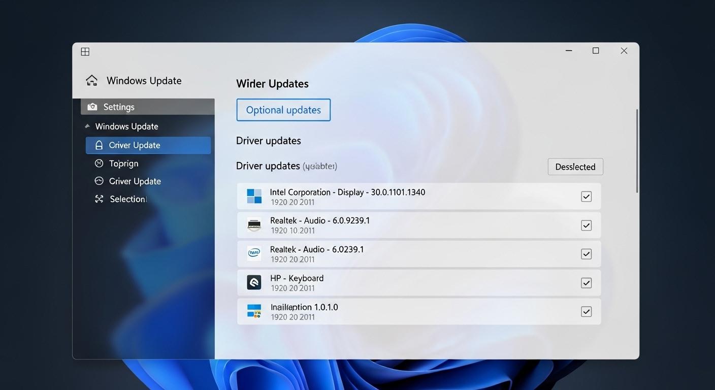 Windows 11の設定画面でオプションのドライバー更新が利用可能な様子。