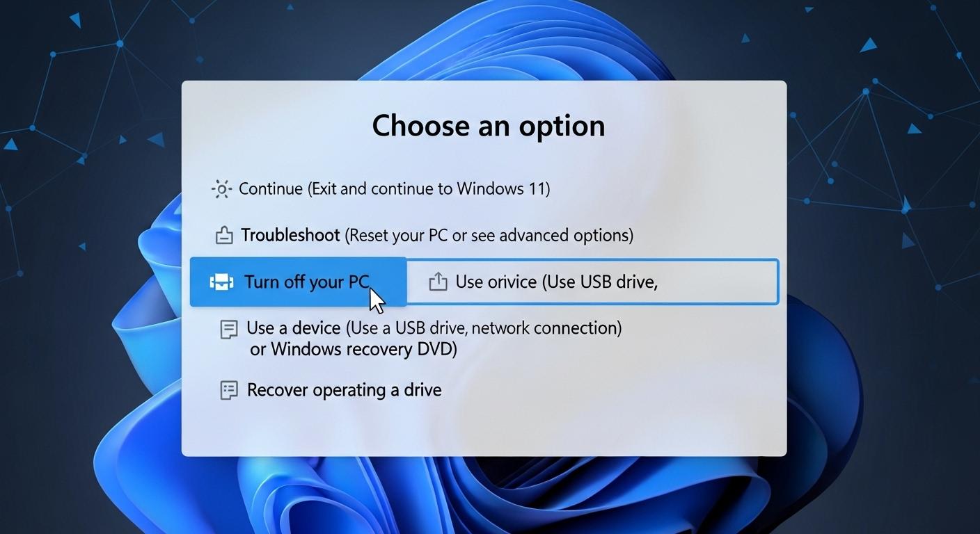 Windows 11回復環境のトラブルシューティングの選択画面。