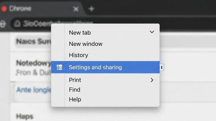 設定と共有のメニュー画面