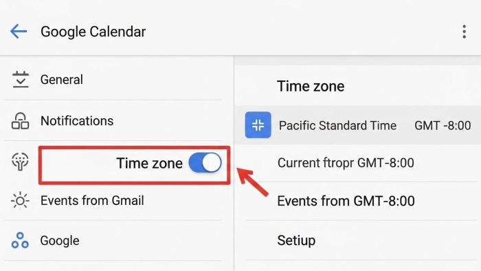 モバイルアプリでのタイムゾーン設定変更画面