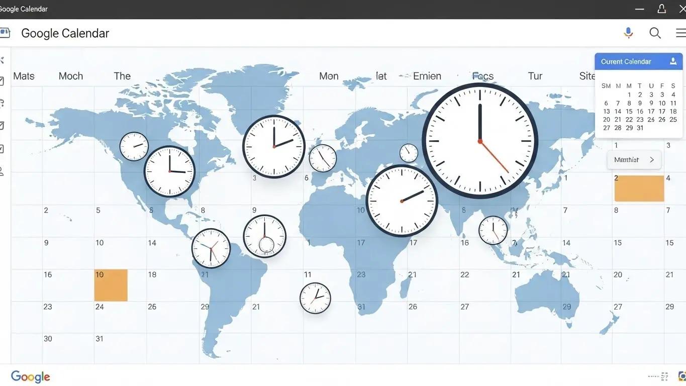 Googleカレンダーの複数のタイムゾーン表示イメージ