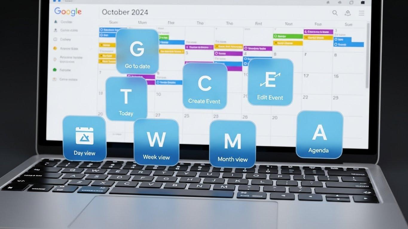 googleカレンダーのショートカットキー操作のイメージ図