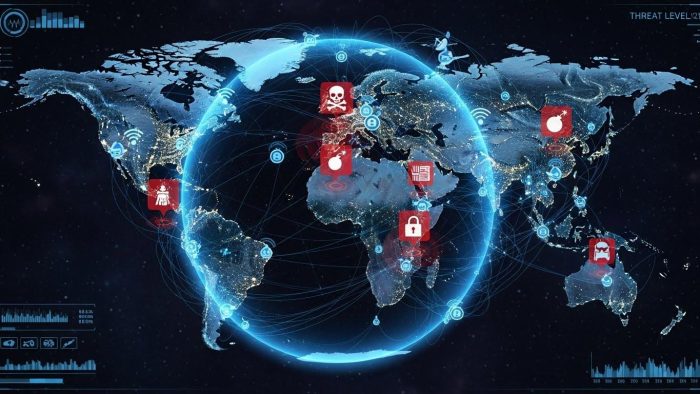 世界中のインターネットからアクセスを受けるネットワークのイメージ