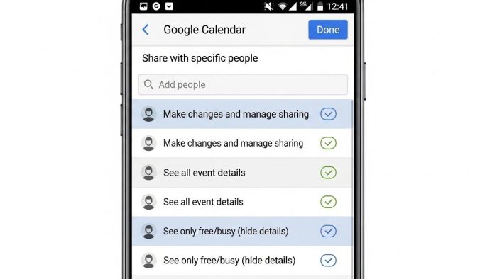 Android版の共有権限リスト画面