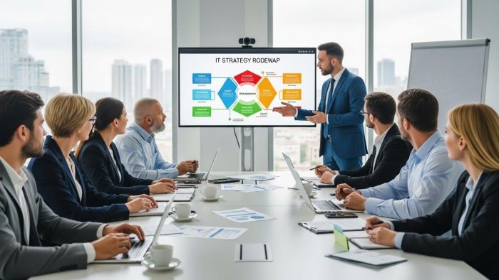 IT戦略会議でのクラウド導入検討シーン