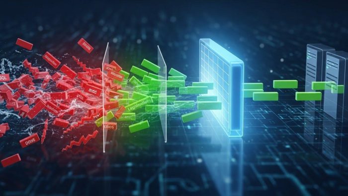 WAFが有害なトラフィックをフィルタリングする概念図